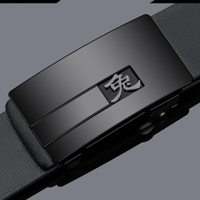 Chinese Zodiac Automatic Buckle Belt For Men With Leather Finish Style Business