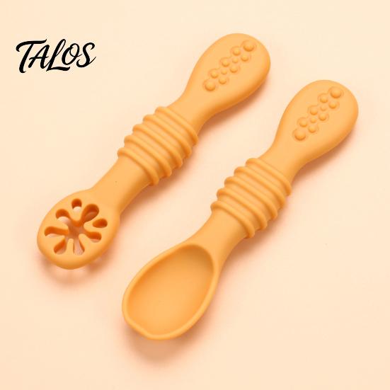 Ergonomic Spoons for Small Hands 2Pcs Silicone Baby Spoon, Soft Toddler Training Spoon Puree Fruit Puree, Easy Grip Non-Slip Handle Infant Feeding