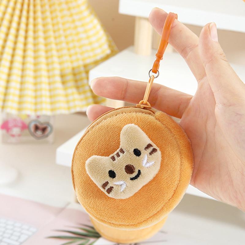 Cartoon Cute Cat Fish Coin Purse Creative Plush Animal Wallet Children Mini Zipper Coin Bag  Earphone Storage Bag