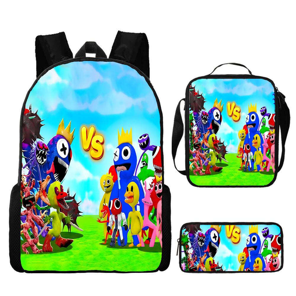 Rainbow Friends Zaino Scolastico Rainbow Friends Zaino Cartone Animato Borsa a Tracolla Astuccio Set da Tre Pezzi