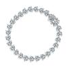 925 Silver-Plated PT950 Platinum Heart Bracelet with Moissanite Diamonds