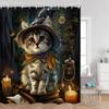 Grappige Katten Douchegordijn Katten Rijden op Haaien Cool Schattige Katten Honden Bloemen Zomer Badkamer Decoraties Polyester Badgordijn