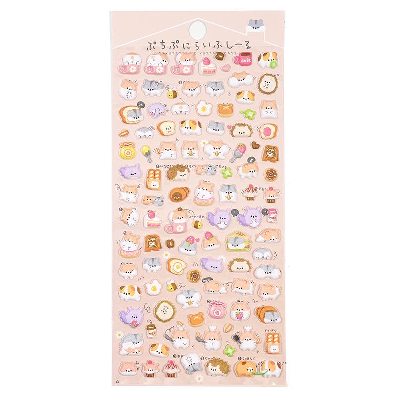 3D Japanese Animal Cartoon Stickers: Chickadee, Hamster, Penguin, Puppy - Kids' Decorative Craft Reward Stickers
