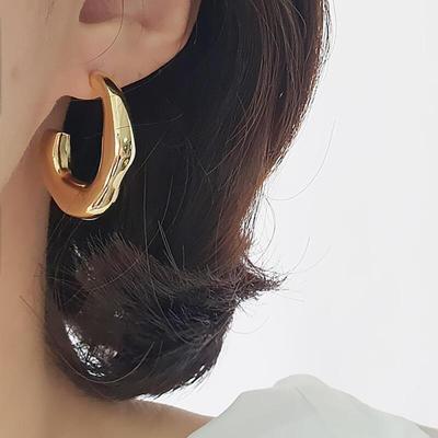 Boucles d'oreilles Ondulées Anneau Runlock Or Mode Femme Argent
