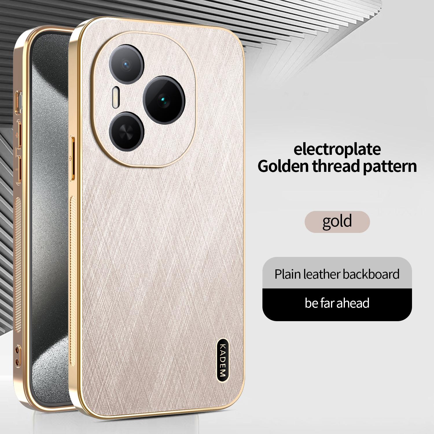 

For Honor Power, Phone Case Luxury Brushed Leather Electroplated Bumper Soft TPU Cover Honor Power золотой