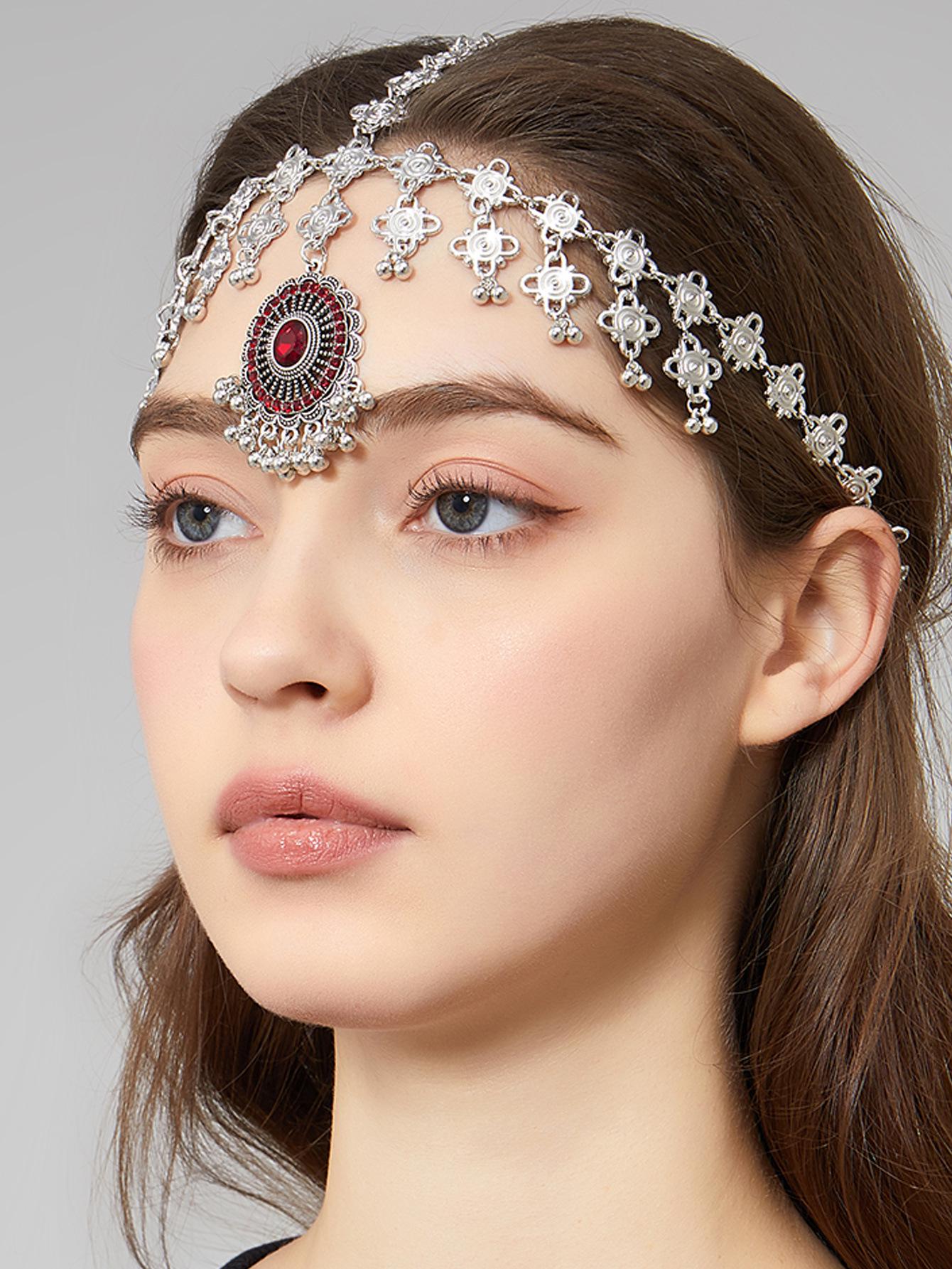 New European & American Ethnic Retro Tassel Headwear: Exotic Style Forehead Chain