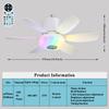 Smart Rgb Rainbow Music Rhythm Speaker Led Ceiling Fan with Dimmable Light  Remote Control 3 Speeds Timer
