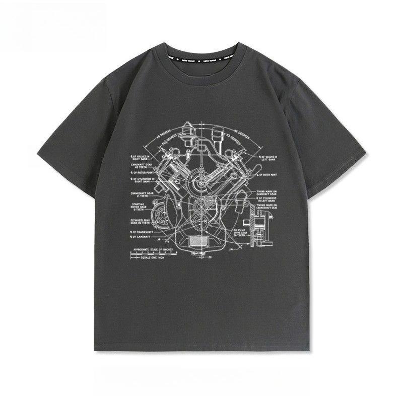 New Big V8 Engine Modified Custom Auto Repair Culture Printed High Quality Round Neck Mens and Womens Short Sleeve TShirts