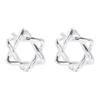 Beixi S925 Sterling Silver Mini Six-Pointed Star Stud Earrings for Women - Elegant and Simple.