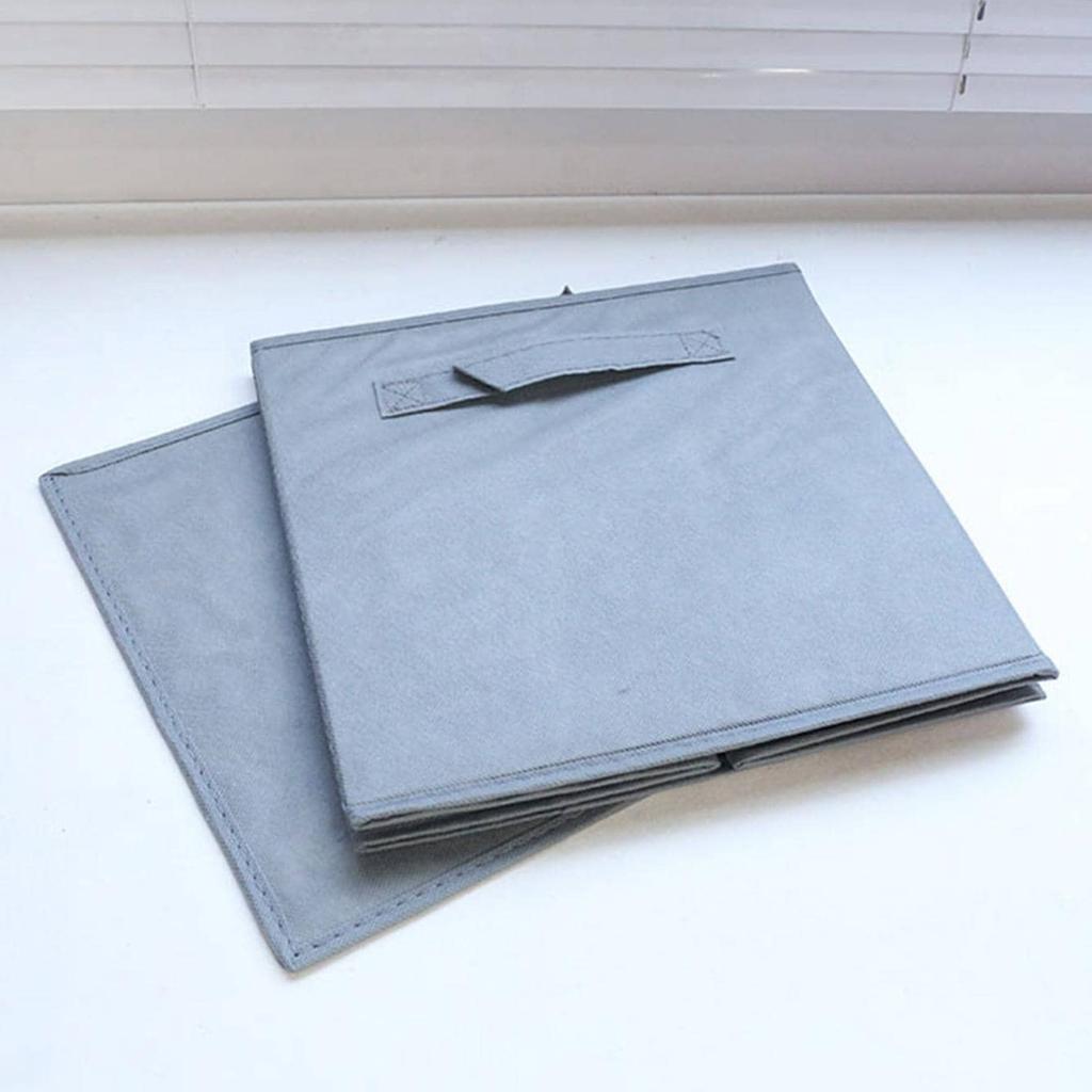1pc - Grey uncovered square storage box with foldable fabric for household use, snacks, and miscellaneous items sorting basket