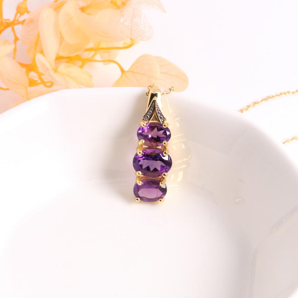 925 Sterling Silver Natural African Amethyst Ring Earrings Pendant Necklace Set Fashion Women's Birthday Exquisite Gift