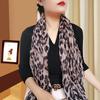 Women's Trendy Leopard Print Cotton Linen Pleated Scarf Shawl for All Seasons