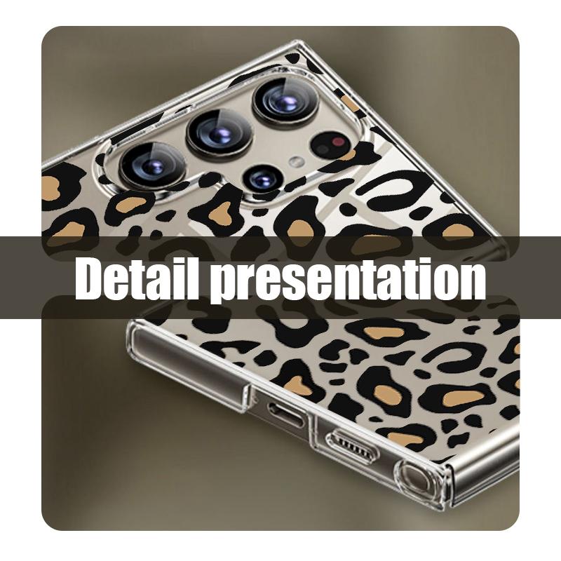 For Samsung S24 Ultra S23 Plus S21 S20 FE A54 A52 A34 Cover Shockproof Stylish Slim Leopard Pattern Hard Clear PC Phone Case