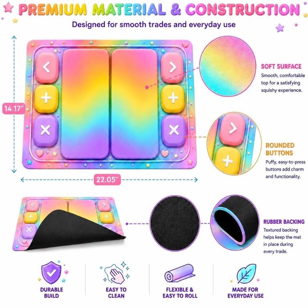 Rubber Backing Fidget Trading Mat Rounded Buttons Kids Toy Trading Mat  Trading Card Playmat