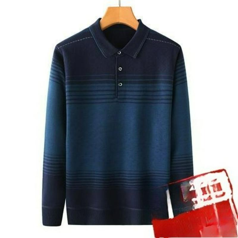 Papa Langarm-T-Shirt Herren Frühling Locker Oberteil Revers Polo Unterhemd