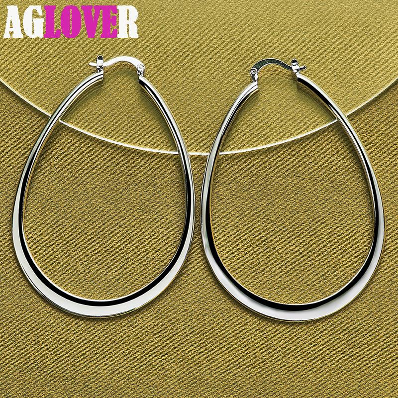 925 Sterling Silver Smooth Big Circle Hoop Earring Jewelry