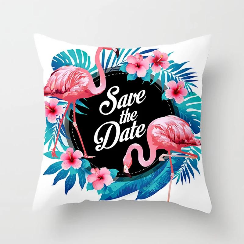 Flamingo Muster Dekorative Kissen Kissenbezug Polyester Kissenbezug Wurfkissen Sofadekoration Kissenbezug 40517-3
