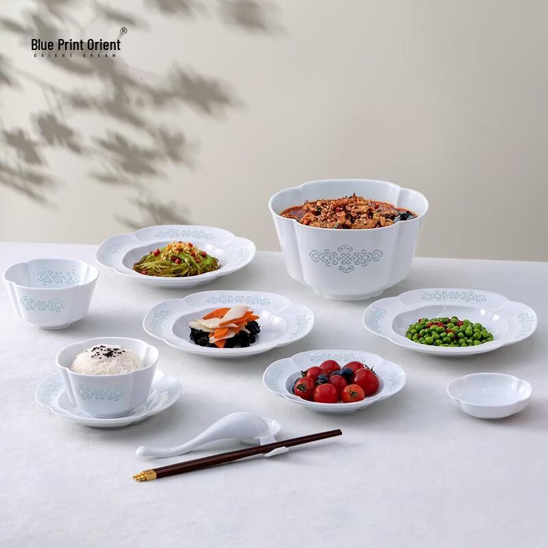 Oriental Jade Begonia 56-Piece Ceramic Dinnerware Set