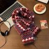 New Korean Version of Fair Island Style Knitted Scarf for Women's Autumn and Winter Advanced Sense of Contrasting Colors and Keeping Warm Atmosphere S