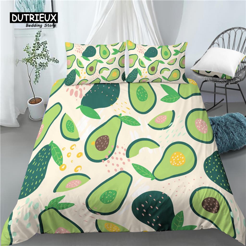 Home Living Luxus Avocado-Druck 2/3-teilig Bequemer Bettbezug Kissenbezug Bettwäsche-Set Queen und King EU/US/AU Größe