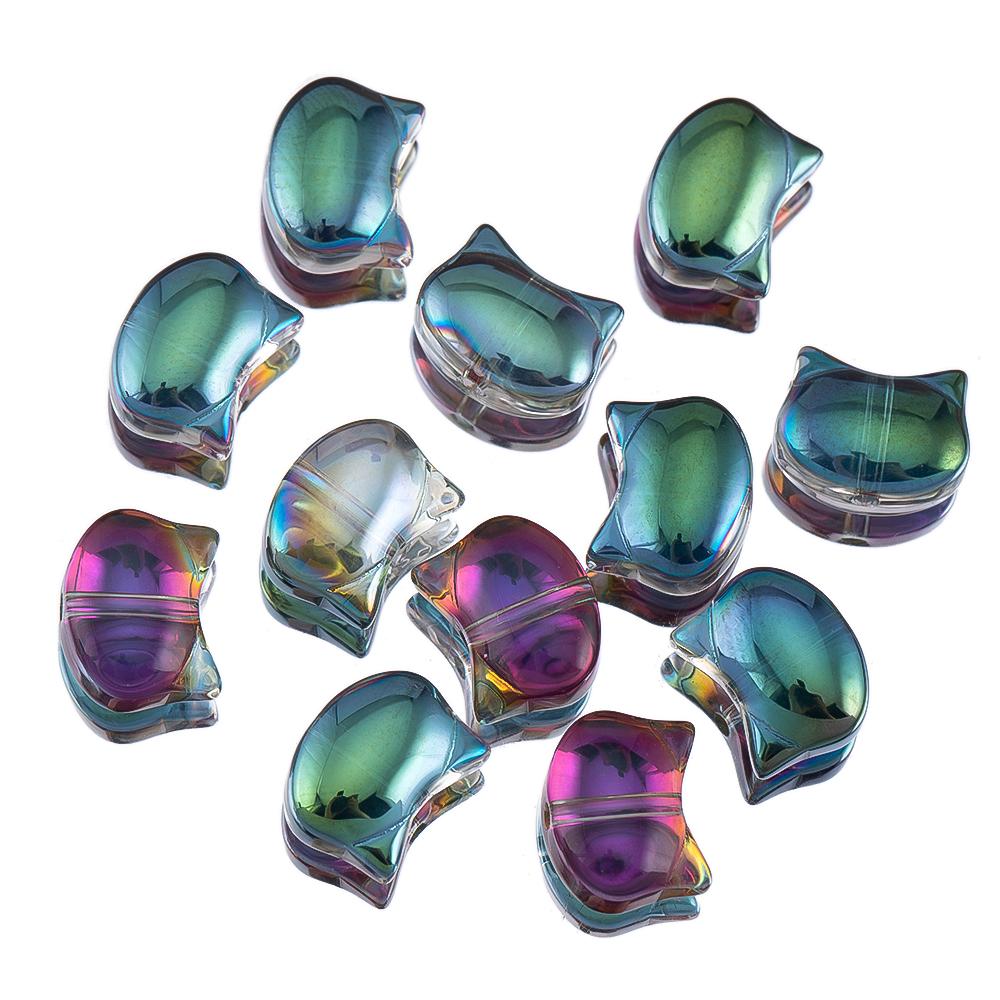 10 Stück 50 Stück Bunte Katzenkopf-förmige Acrylperlen Bunte lose Abstandshalterperlen für die Schmuckherstellung DIY Armband Halskette Zubehör