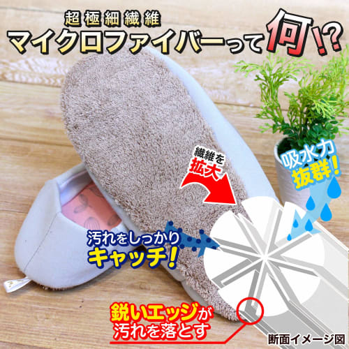 LEC Gekiochikun Time-Saving Cleaning Babouche Slippers, Medium, Sizes 22-25cm (Gray), 2-Way Microfiber Slippers with Heels
