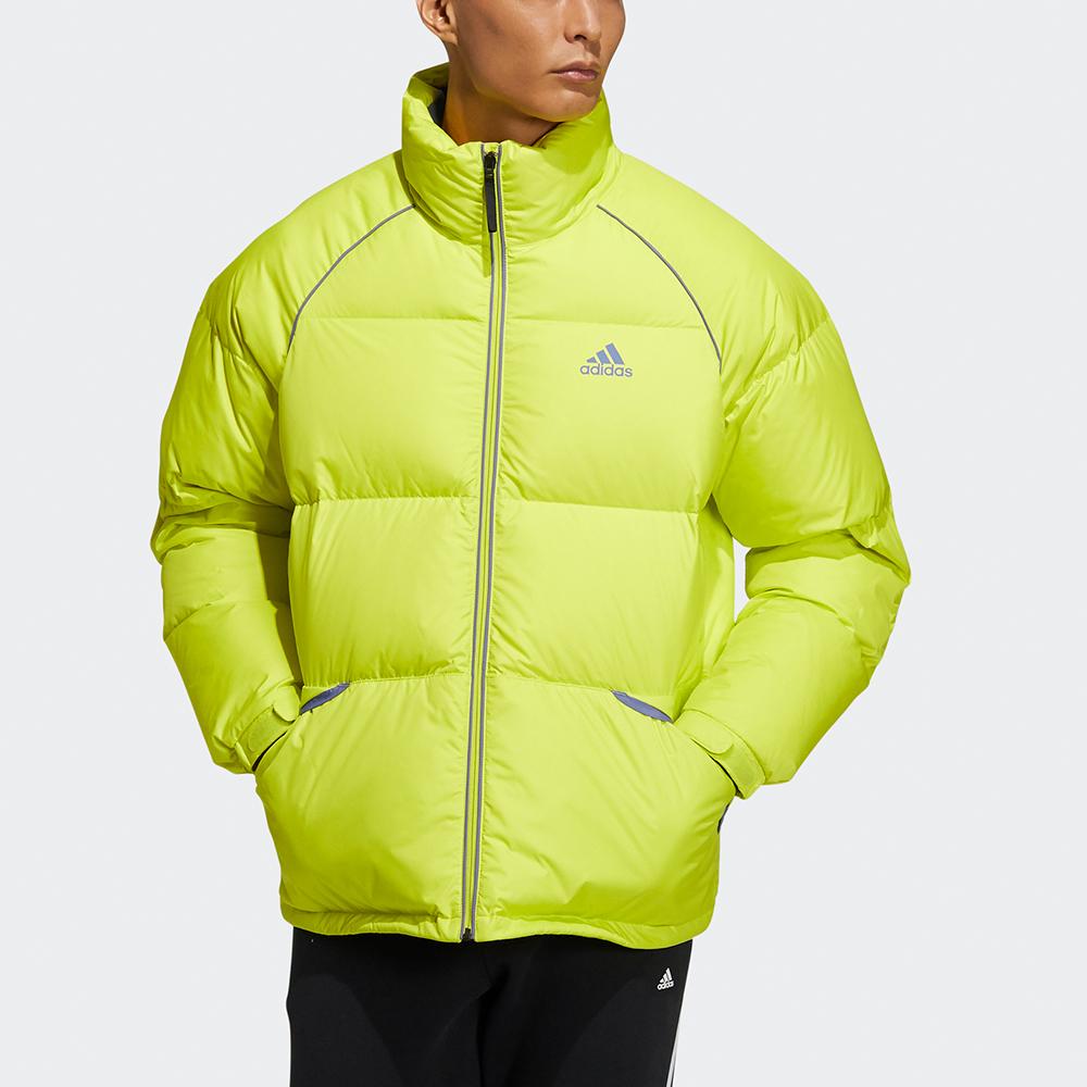 Adidas Terrex Super Puffy Jacket Outdoor Insulated Stand Collar Down Coat Men Outerwear Green Yellow H20752