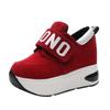 Black Red Platform Outdoor Shoes Hidden Heel Thick Sole Slip On Creepers Wedge Increase Shoes Ladies