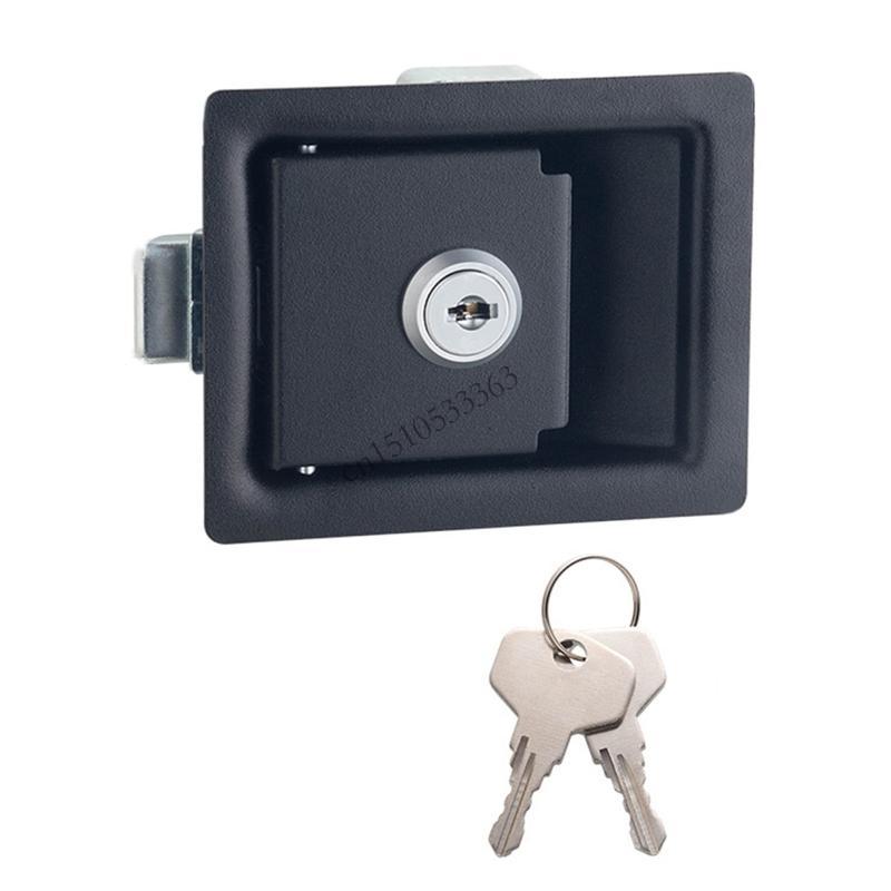 090E RV Entry Door Lock with Paddle Motorhome Trailer Safety Lock Panel Hardware Universal Metal Lock