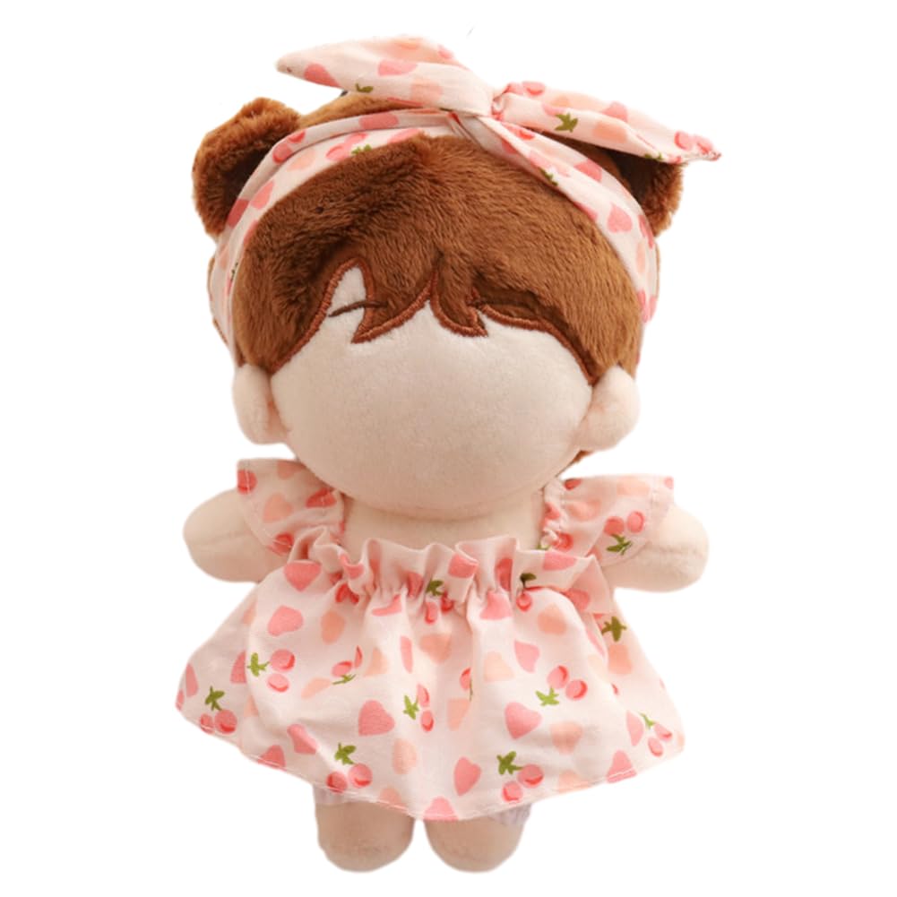 YUYAKESHI 3-Piece Set of Cute Doll Clothes and Pajamas for 20cm Cotton Dolls and Plush Toys (Cherry Nightgown for 15cm Cotton Dolls)