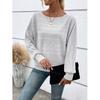 Autumn/Winter Comfortable Casual Solid Color Sweaters Long Sleeve Round Collar Splicing Head Pullover Loose Female Tops