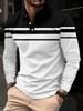 New classic striped printed polo shirt for men, long-sleeved, autumn casual and comfortable, suitable for button polo shirt, str