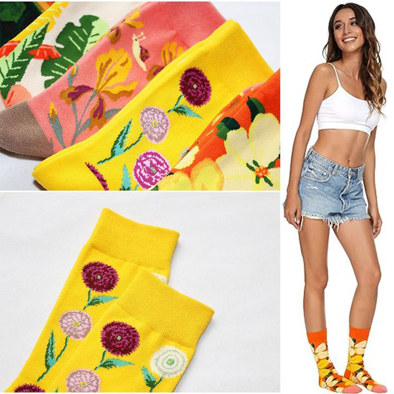 New Women Flower Plant Socks Collection Kawaii Casual Female Cotton Sock Literary Men Sock