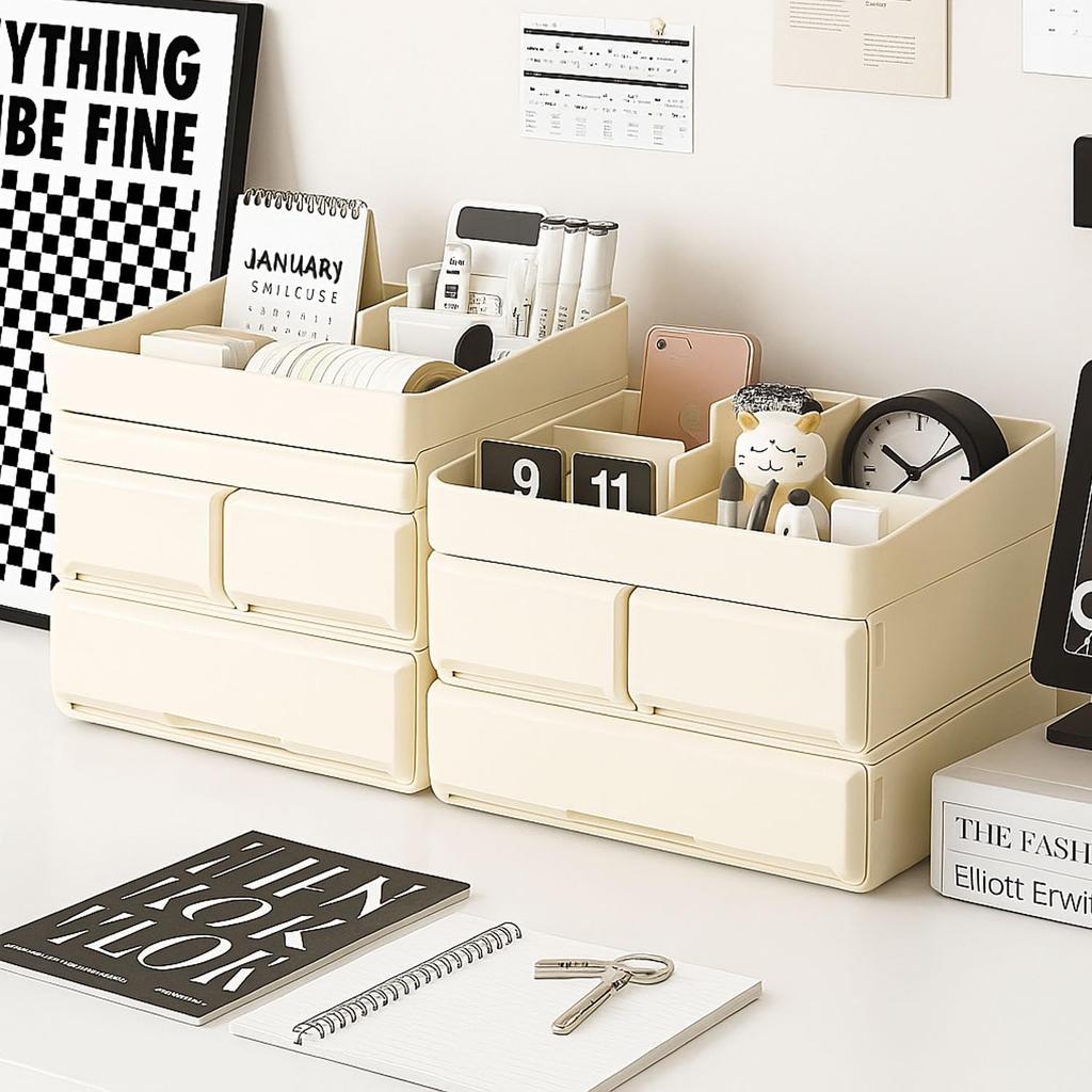 Vinnatsu Trinket Desktop Storage Flexible Small Item Desk Stylish Desktop Storage Box for Desk No Assembly Required Box, Drawer, Case, Combination,