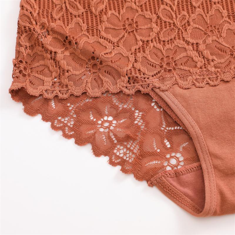 S-XXL Women Mid-Rise Lace Panties Sexy Solid Color Lace Trim Underwear Female Luxury Hollow Out Briefs Cozy Breathable Lingerie