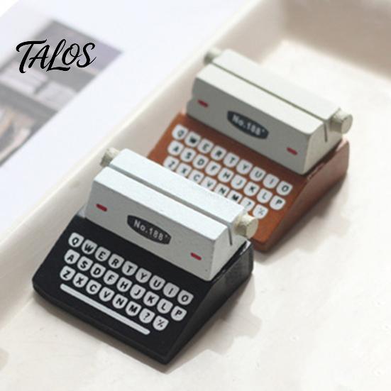 Desktop Memo Holder Retro Wooden Typewriter Clip, Vintage Desk Place Card Holder, Postcard Display Stand Decorative Message Photo Picture for