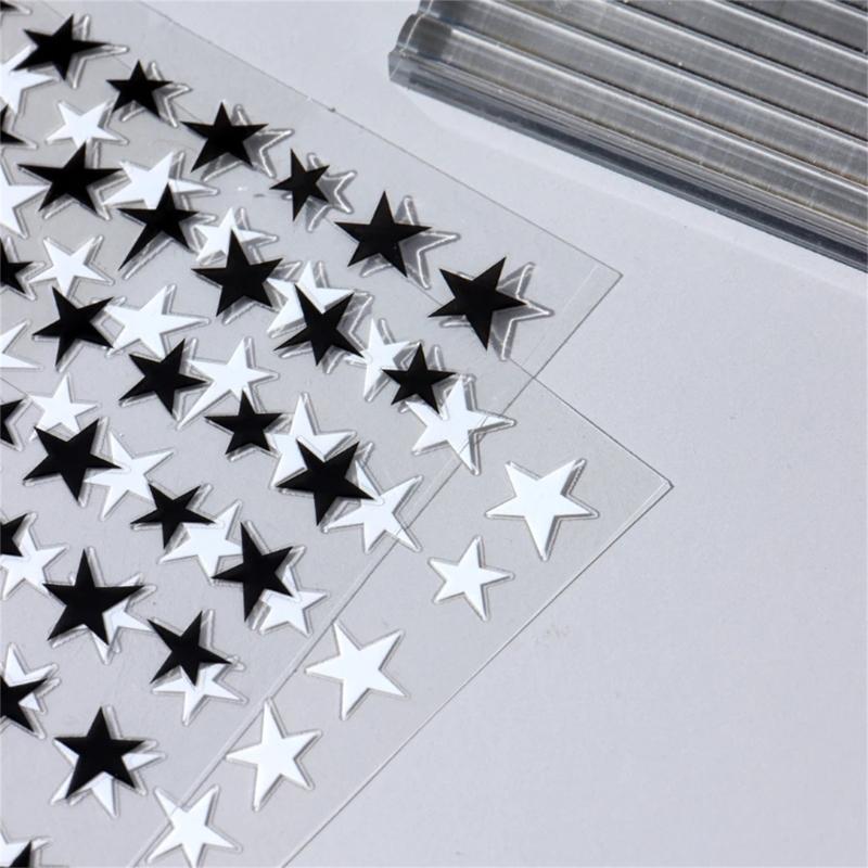 Star Nail Art Stickers French Nail Decals 3D Adhesive Star Designs Nail Decals Star Nail Art Decorations for Women Girls