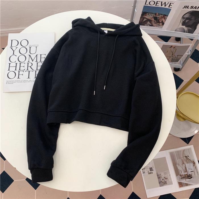 Damen Frühlings- & Herbst-Kapuzenpullover Locker, Koreanischer Schick & Hongkong-Stil, Trendige Kurze Jacke Top