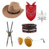 Cowboy Halloween Costume Accessories Breathable Cosplay Outfit 5/7Pcs With Hat Scarf Vest For Parties Event