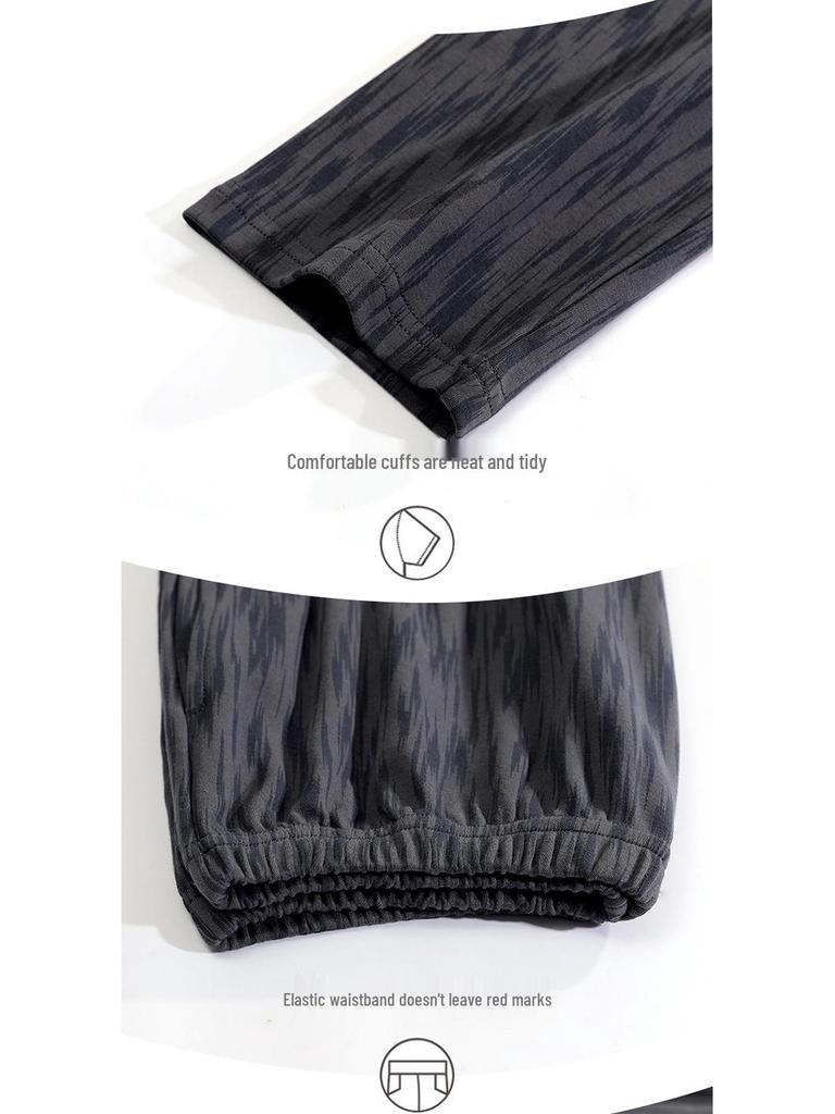 Men's Spring/Autumn Long Sleeve Cotton-Look Pajama Set - Youth Style, Casual Homewear, Plus Size.