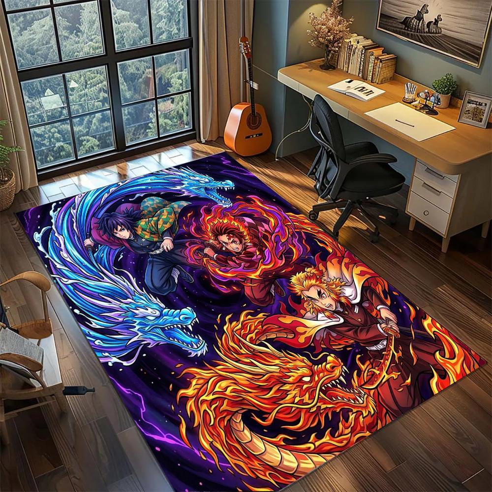 Demon Slayer Tanjiro Home Decor Floor Mat Non Slip Large Area Washable Rug Carpet Gamer Room Bedroom.-TING