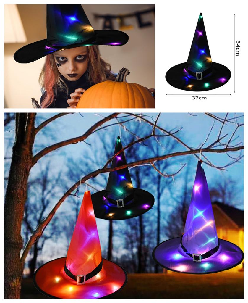 5x Halloween Witch Hats LED String Lights Light Up Outdoor Hanging House Decor