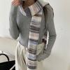 Korean Style Cashmere Knitted Scarf Plush Winter Shawl Fashion Rainbow Striped Scarf  Student