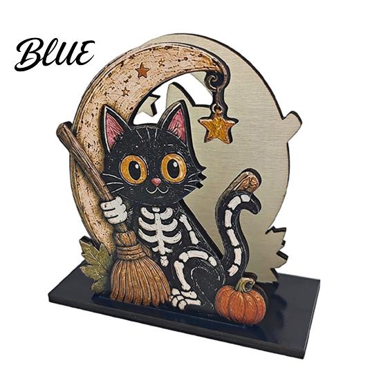 Halloween Themed Table Decor Wood Napkin Holder Vintage Rustic Dispenser Organizer Spooky Ghost Black Cat Kitchen Organizer Boo Tissue Stand