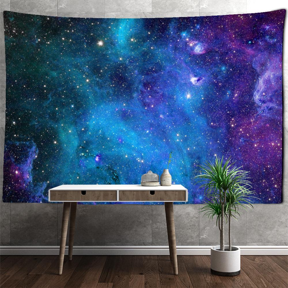 Blue Starry Sky Tapestry Wall Hanging Psychedelic Simple Bohemian Scenery Hippie Dormitory Room Decor