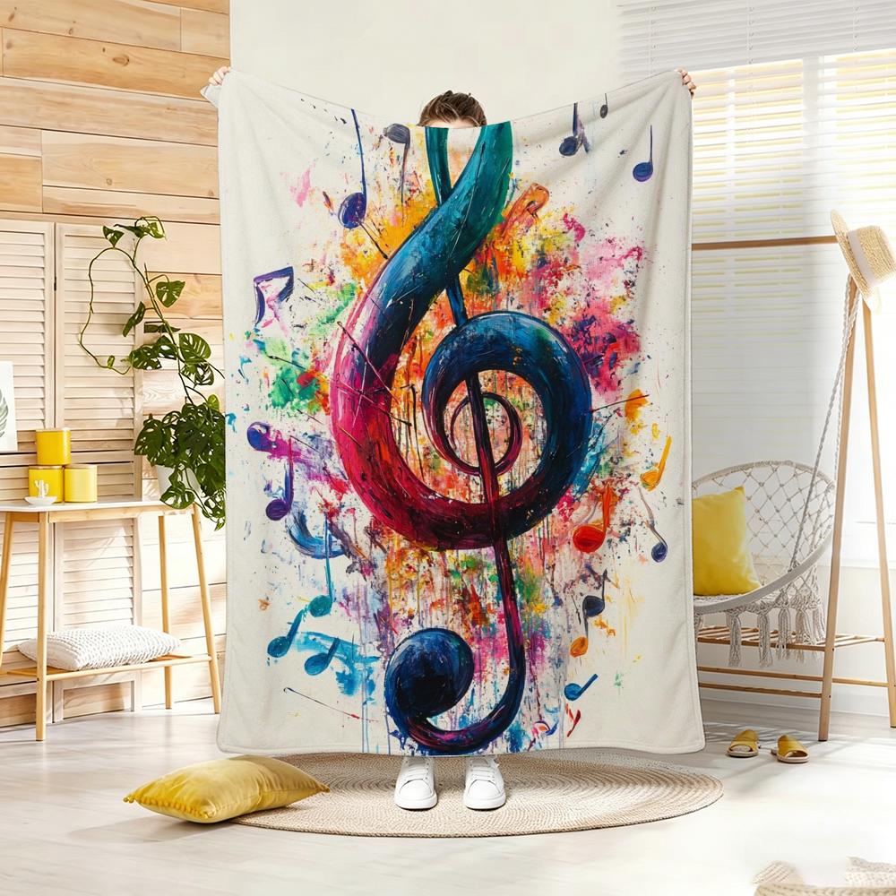 Painting Musical note oil art Throw Lightweight g Flannel Blanket Soft Skinfriendly for Summer Cooling