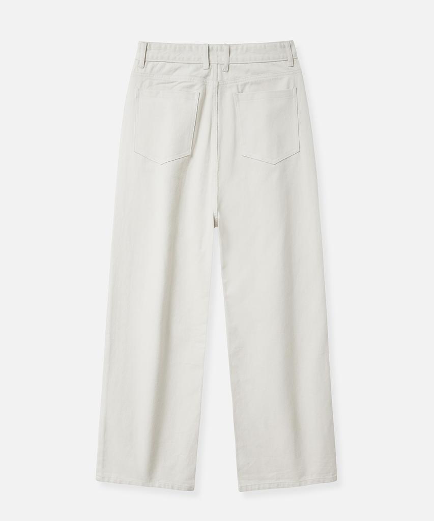 Dibellobeu Essential Mood Semi-Wide Cotton Pants_Ecru