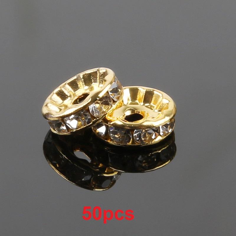 50pcs/lot 4/6/8/10mm Czech Crystai Rhinestone Glass Round Loose Spacer Beads for Jewelry Making DIY Bracelet Necklace