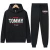 TK International Station Printed Sweater Sweatpants Set Men's Fleece Hoodie Two-piece Sports and Leisure Clothing
