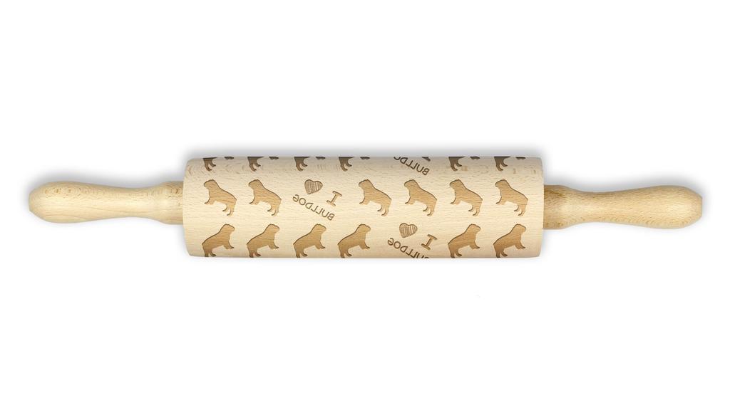Bulldog – Rolling pin for dough with a dog, patterned rolling pin for ceramics | Art-Dog